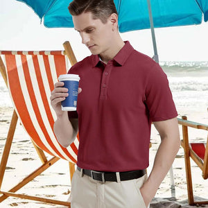 TACVASEN Black Men's Cotton Pique Short Sleeve Classic Fit Polo Shirt