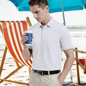 TACVASEN Black Men's Cotton Pique Short Sleeve Classic Fit Polo Shirt