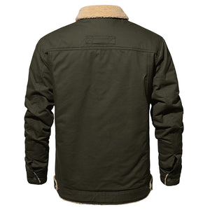 TACVASEN Army Green Men's Winter Jacket Sherpa Fleece Lined Cargo Coat with Multi Pockets
