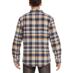TACVASEN Blue White Men's Cotton Flannel Shirt Plaid Lightweight Jacket