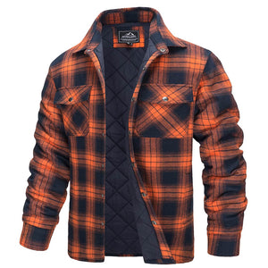 TACVASEN Orange Men's Flannel Shirt Long Sleeve Button Down Jacket