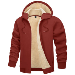 TACVASEN Orange Red Men's Fleece Hoodie Jacket Windproof Winter Coats