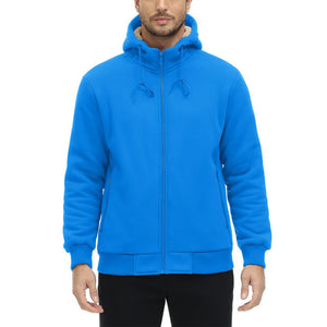 TACVASEN Azure Men's Fleece Hoodie Jacket Windproof Winter Coats