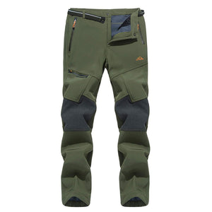 TACVASEN Khaki Men's Fleece Lined Windproof Water Resistant Ski Pants