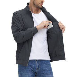 TACVASEN Dark Grey Men's Lightweight Casual Bomber Jacket