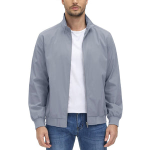 TACVASEN Light Grey Men's Lightweight Casual Bomber Jacket