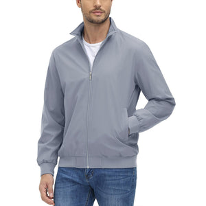 TACVASEN Light Grey Men's Lightweight Casual Bomber Jacket