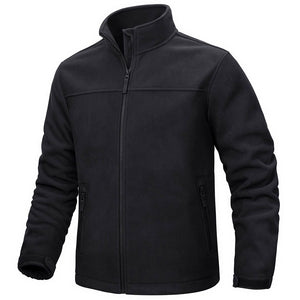 TACVASEN Black Men's Lightweight Full Zip Casual Fleece Jacket