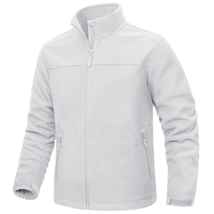 TACVASEN White Men's Lightweight Full Zip Casual Fleece Jacket