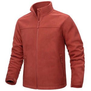TACVASEN Orange Red Men's Lightweight Full Zip Casual Fleece Jacket