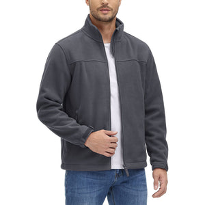 TACVASEN Dark Grey Men's Lightweight Full Zip Casual Fleece Jacket