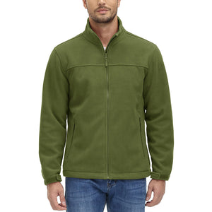 TACVASEN Army Green Men's Lightweight Full Zip Casual Fleece Jacket