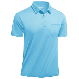 TACVASEN Sky Blue Men's Lightweight Hiking Fishing Polo Shirts