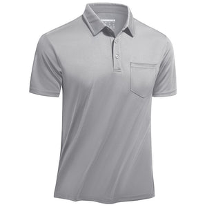 TACVASEN Light Grey Men's Lightweight Hiking Fishing Polo Shirts