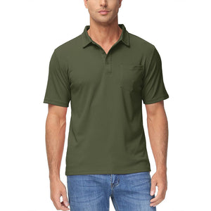 TACVASEN Army Green Men's Lightweight Hiking Fishing Polo Shirts