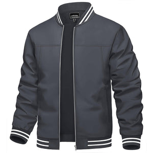 TACVASEN Charcoal Grey Men's Spring Lightweight Bomber Jacket Casual Windbreaker