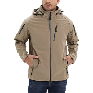 TACVASEN Khaki Men's Jacket Water Resistant Windproof Tactical Coats