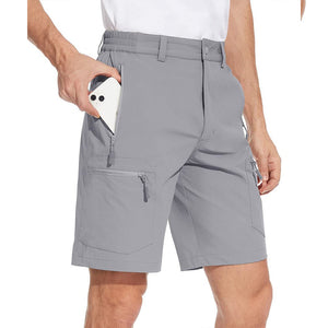 TACVASEN Khaki Utility Cargo Shorts 5 Zip Pockets