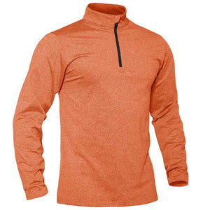 TACVASEN Orange Men's Quarter Zip Thermal Fleece Lined Pullover Sweatshirt