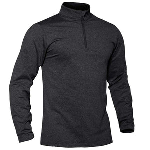 TACVASEN Black Men's Quarter Zip Thermal Fleece Lined Pullover Sweatshirt