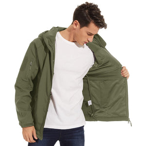 TACVASEN Navy Men's Tactical Jacket with Hood Softshell Coat