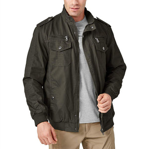 TACVASEN Army Green Men's Military Cargo Jacket Lightweight Tactical Windbreaker