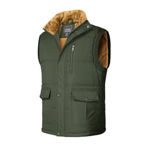 TACVASEN Army Green Men's Winter Vests Sleeveless Jackets Padded Coat