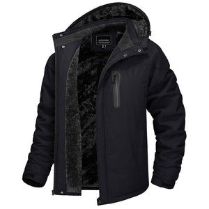TACVASEN Black Insulated Fleece Lined Winter Hiking Jacket