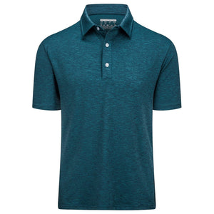 TACVASEN Peacock Bue Men's Golf 3 Buttons Spread Collar Solid Quick Dry Polo Shirt