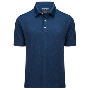 TACVASEN Medium Blue Men's Golf 3 Buttons Spread Collar Solid Quick Dry Polo Shirt