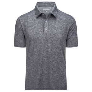 TACVASEN Dark Grey Men's Golf 3 Buttons Spread Collar Solid Quick Dry Polo Shirt