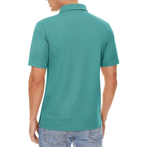TACVASEN Grey Green Men's Dry Fit Short Sleeve Performance Golf Polo Work Shirt