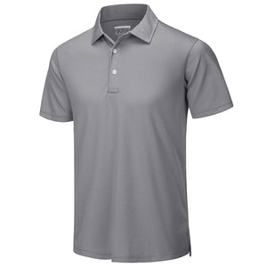 TACVASEN Light Grey Men's Dry Fit Short Sleeve Performance Golf Polo Work Shirt
