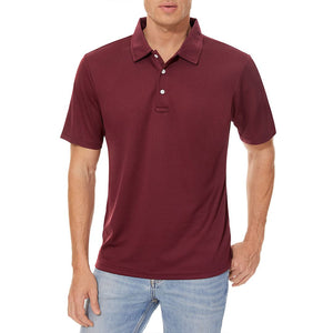 TACVASEN Wine Red Men's Dry Fit Short Sleeve Performance Golf Polo Work Shirt