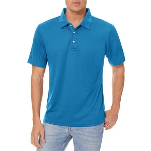TACVASEN Blue Green Men's Dry Fit Short Sleeve Performance Golf Polo Work Shirt
