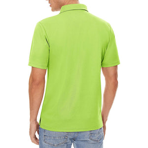 TACVASEN Yellow Green Men's Dry Fit Short Sleeve Performance Golf Polo Work Shirt