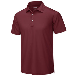 TACVASEN Wine Red Men's Dry Fit Short Sleeve Performance Golf Polo Work Shirt