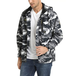 TACVASEN Color Black Men's Waterproof Outdoor Hiking Jacket with Zipped Pockets