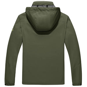 TACVASEN Army Green Men's Waterproof Outdoor Hiking Jacket with Zipped Pockets