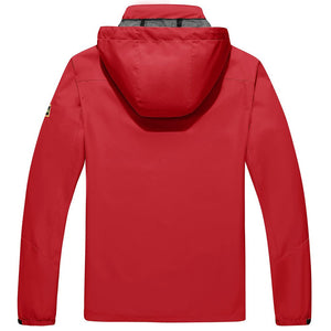TACVASEN Red Men's Waterproof Outdoor Hiking Jacket with Zipped Pockets