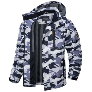 TACVASEN Color Grey Men's Waterproof Outdoor Hiking Jacket with Zipped Pockets