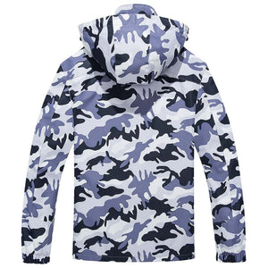 TACVASEN Color Grey Men's Waterproof Outdoor Hiking Jacket with Zipped Pockets