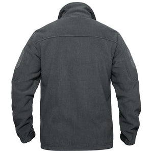 TACVASEN Dark Grey Men's Tactical Fleece Jackets Full Zip Coat with Multi Pockets