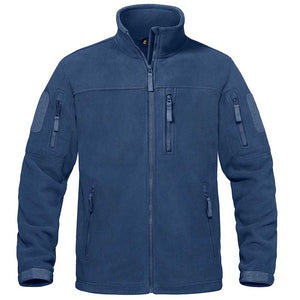 TACVASEN Royal Blue Men's Tactical Fleece Jackets Full Zip Coat with Multi Pockets