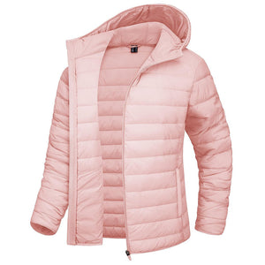 TACVASEN Pink Women's Puffer Jacket Full - zip Water - Resistant Winter Hooded Coat