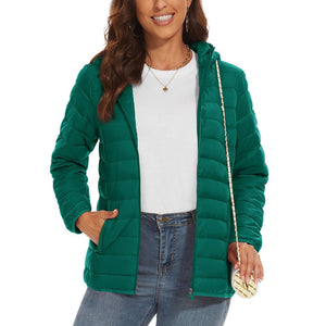 TACVASEN Dark Grey Women's Puffer Jacket Full - zip Water - Resistant Winter Hooded Coat