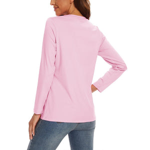 TACVASEN Light Pink Women's UPF 80+ Athletic Rashguard Long Sleeve Shirt