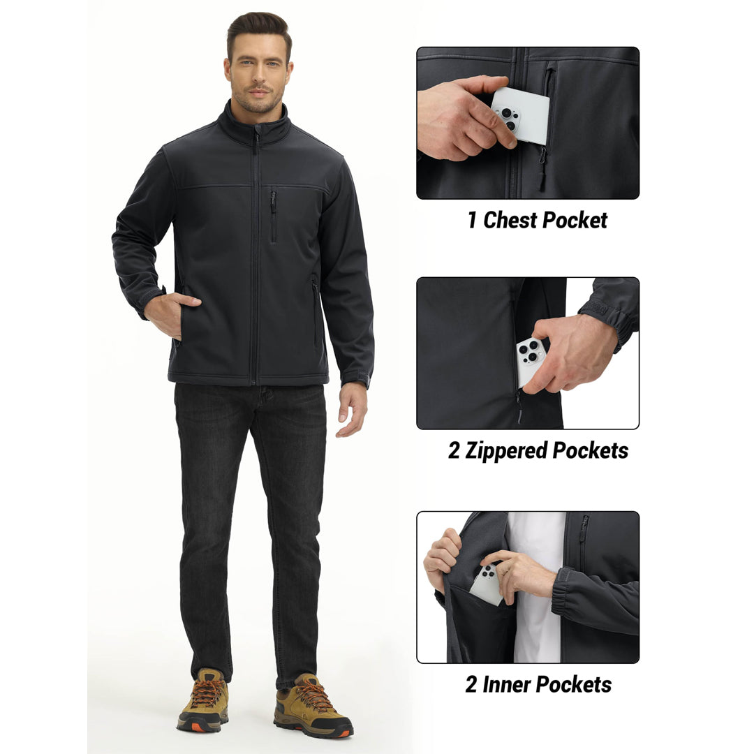 Men's Fleece Lined Softshell Waterproof Outdoor Jackets - H22M688D