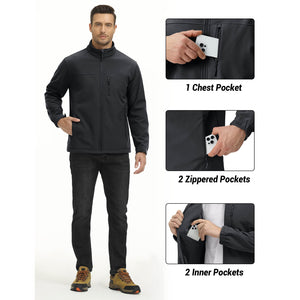 Men's Fleece Lined Softshell Waterproof Outdoor Jackets - H22M688D