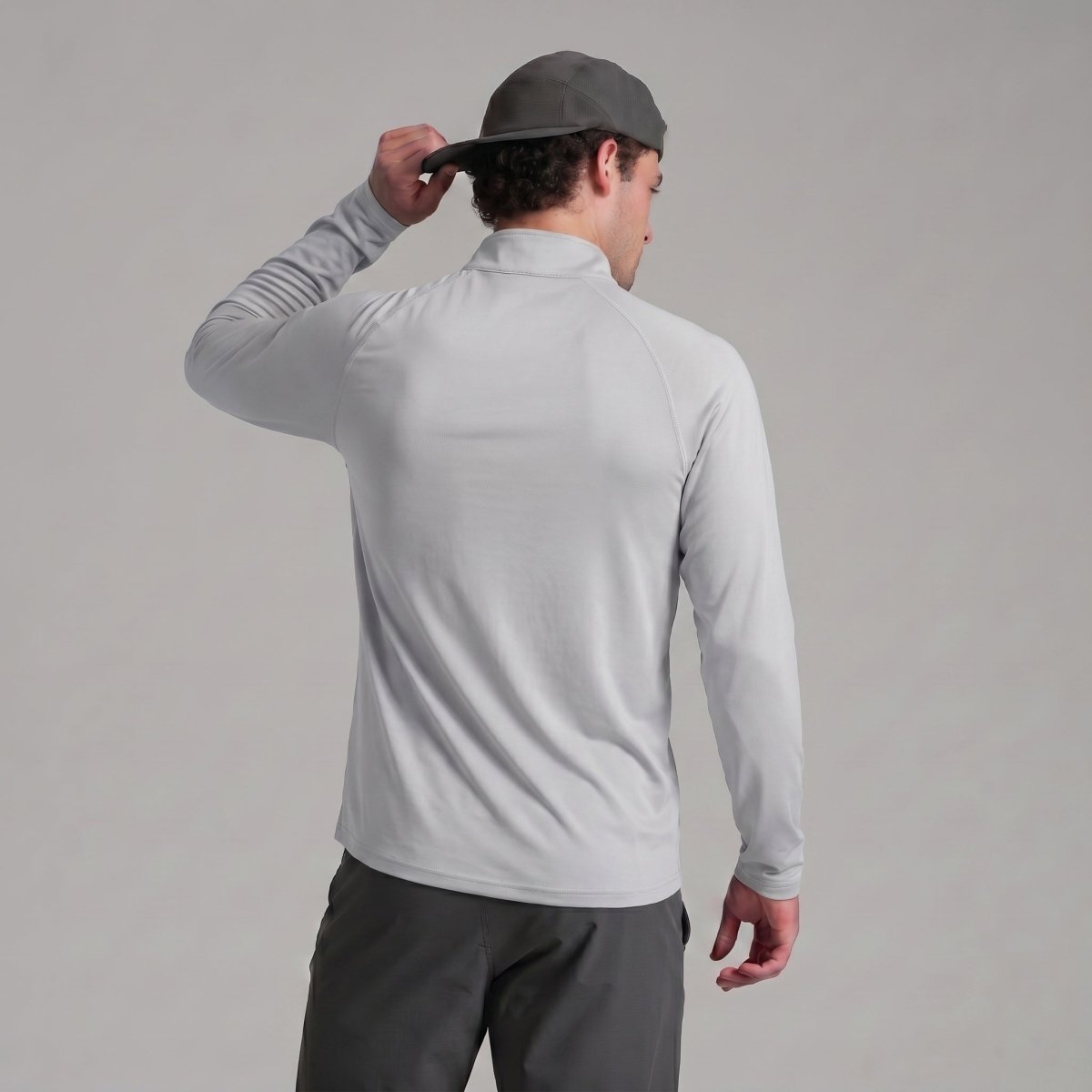 TACVASEN White+Light Grey [2 Pcs set] Athletic Shirts 1/4 Pullover Zip Sun Protection